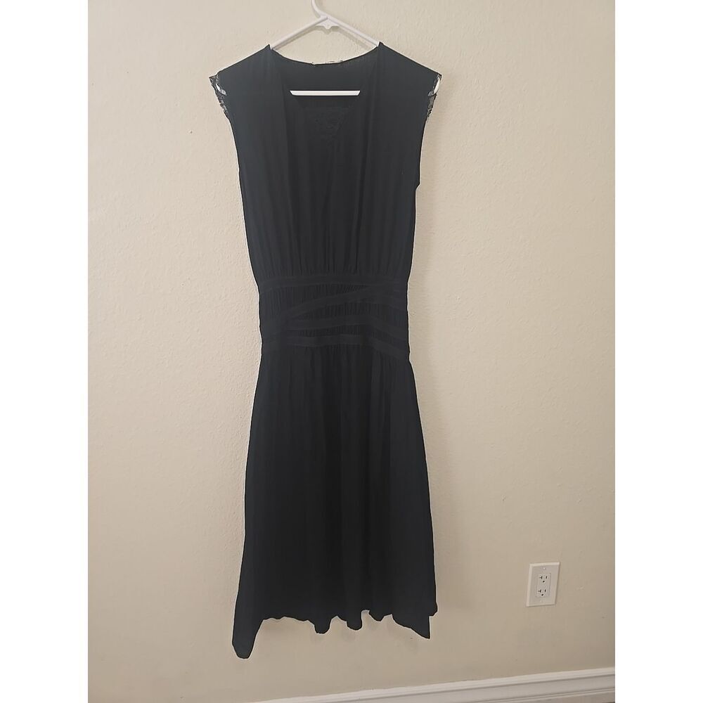 Maje midi dress Black Smocked Sleeveless Midi Dress Size 1 Small NO‎ SIZE TAG.